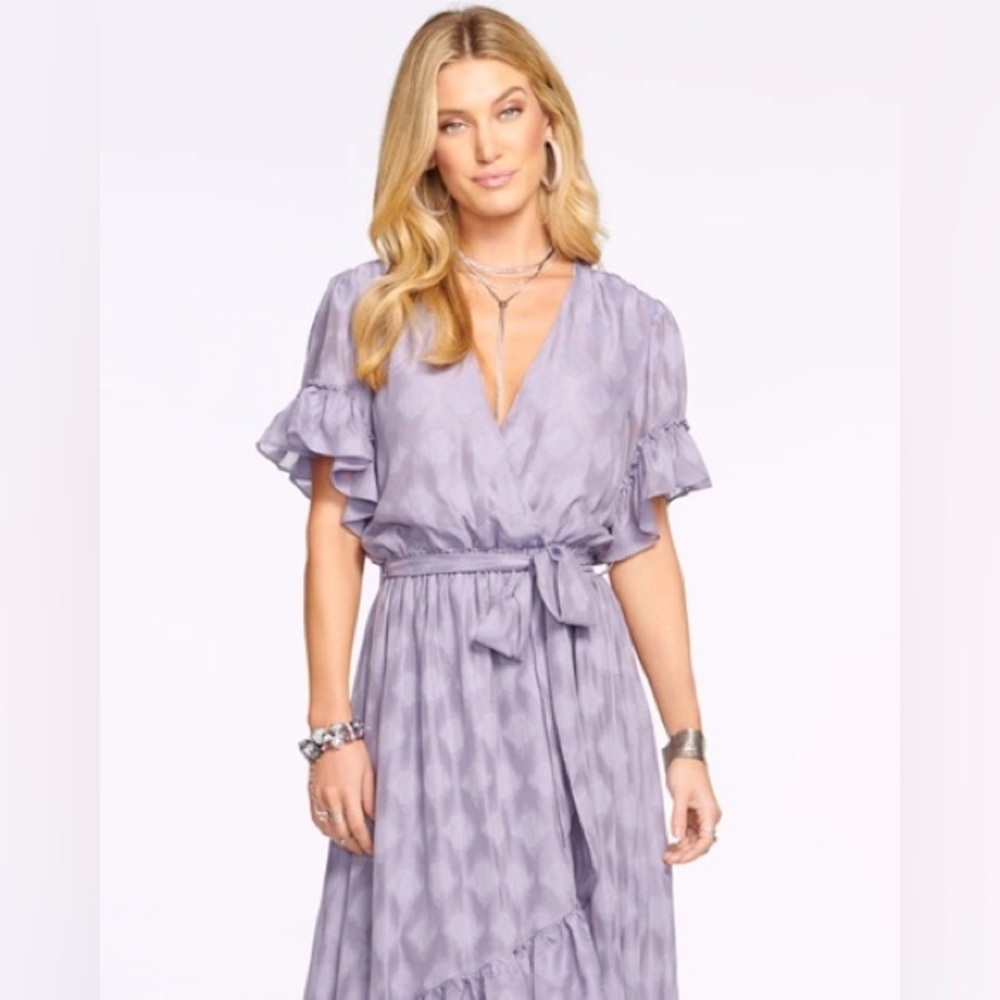 ASYA SHORT SLEEVE MIDI DRESS IN LAVENDER Ramy Brook